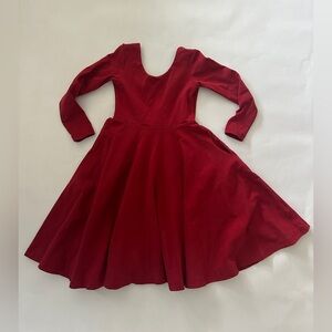 Red Remie Girl Long Sleeved Dress with Pockets